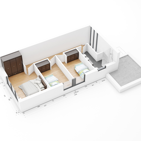 Rue du Geer – Oreye / 1er étage des maisons 1-2 et 9-10